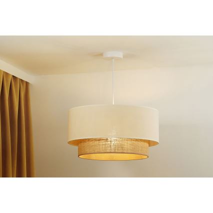Duolla - Lustr na lanku BOHO 1xE27/40W/230V pr. 45 cm krémová/hnědá
