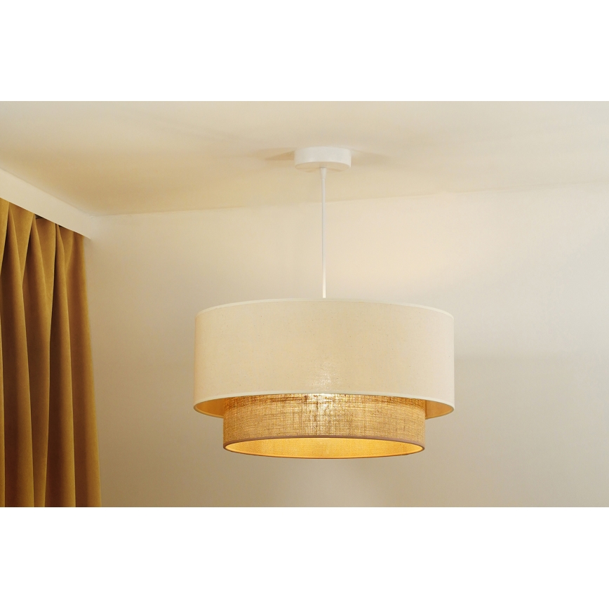 Duolla - Lustr na lanku BOHO 1xE27/40W/230V pr. 45 cm krémová/hnědá