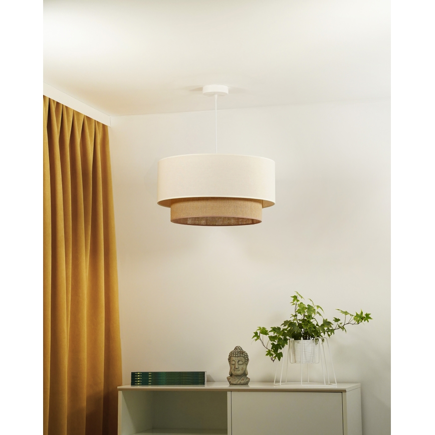 Duolla - Lustr na lanku BOHO 1xE27/40W/230V pr. 45 cm krémová/hnědá