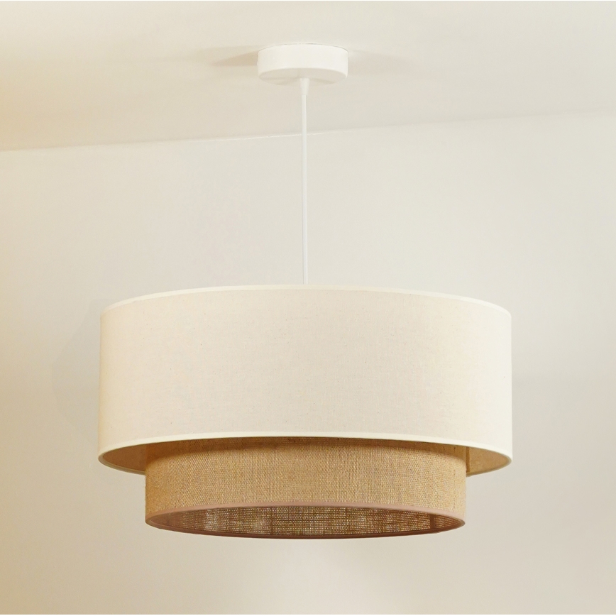 Duolla - Lustr na lanku BOHO 1xE27/40W/230V pr. 45 cm krémová/hnědá