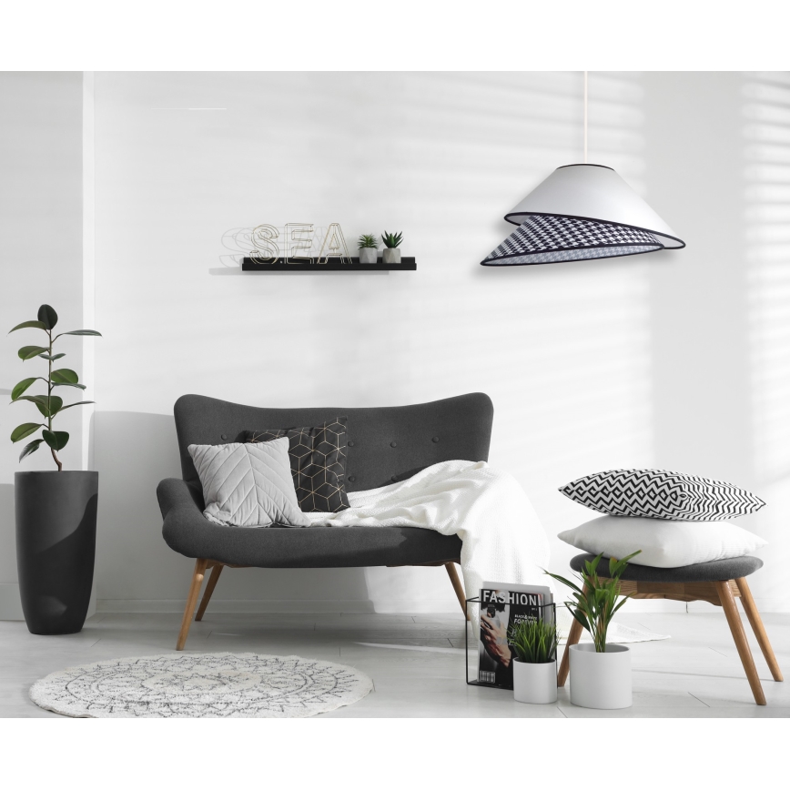 Duolla - Lustr na lanku COCO 1xE27/40W/230V pr. 50 cm bílá/černá