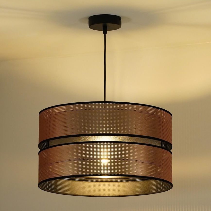 Duolla - Lustr na lanku COPPER SHINY 1xE27/15W/230V pr. 40 cm měděná/černá