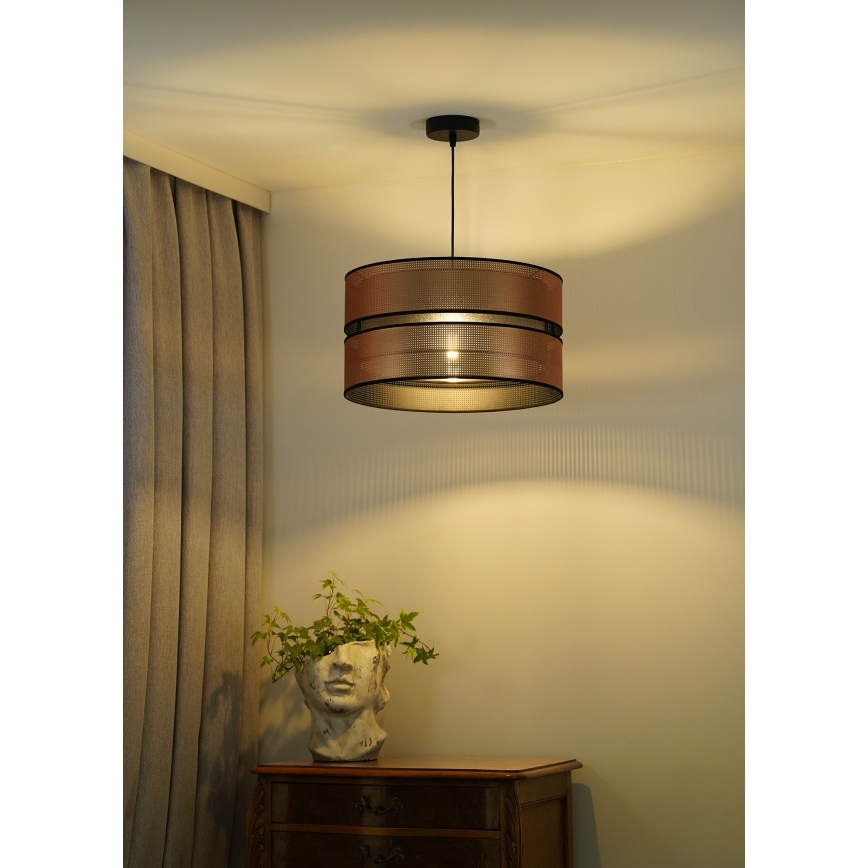 Duolla - Lustr na lanku COPPER SHINY 1xE27/15W/230V pr. 40 cm měděná/černá