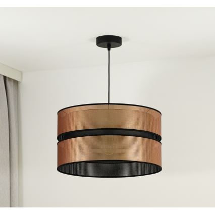 Duolla - Lustr na lanku COPPER SHINY 1xE27/15W/230V pr. 40 cm měděná/černá