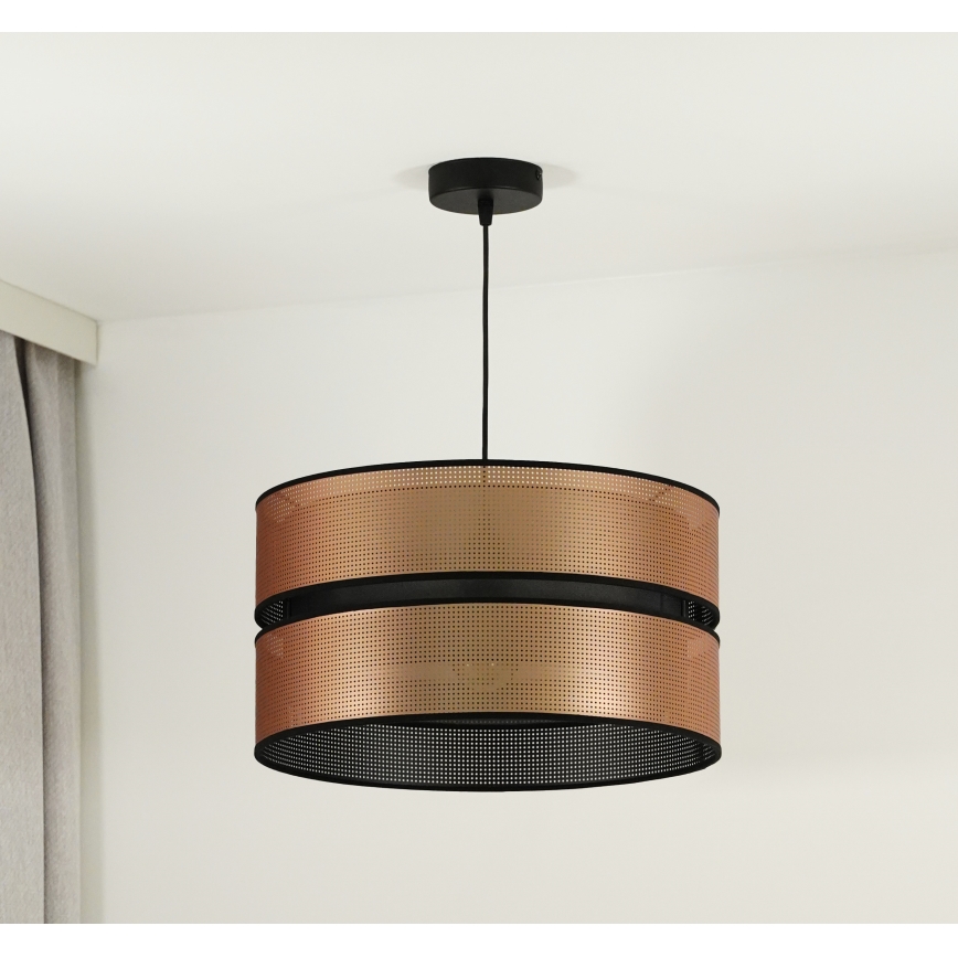Duolla - Lustr na lanku COPPER SHINY 1xE27/15W/230V pr. 40 cm měděná/černá