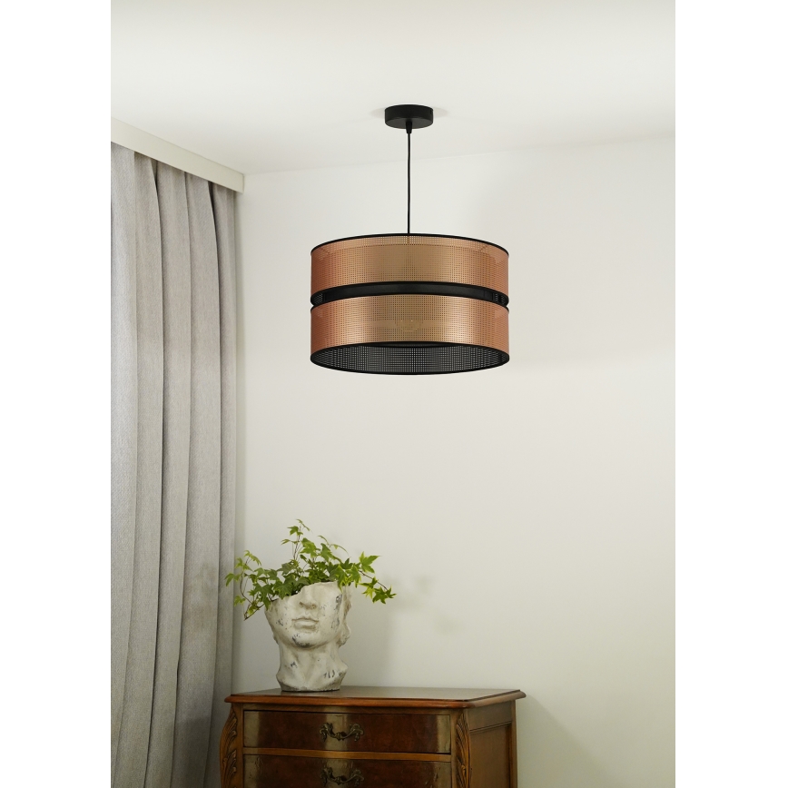 Duolla - Lustr na lanku COPPER SHINY 1xE27/15W/230V pr. 40 cm měděná/černá