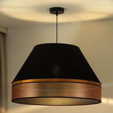 Duolla - Lustr na lanku COPPER SHINY 1xE27/15W/230V pr. 60 cm černá/měděná