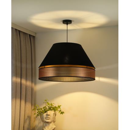Duolla - Lustr na lanku COPPER SHINY 1xE27/15W/230V pr. 60 cm černá/měděná