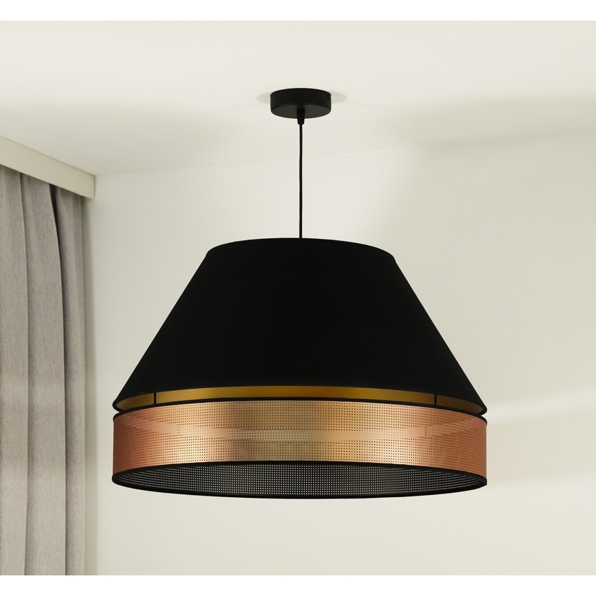 Duolla - Lustr na lanku COPPER SHINY 1xE27/15W/230V pr. 60 cm černá/měděná
