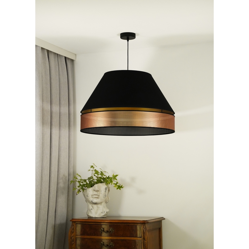 Duolla - Lustr na lanku COPPER SHINY 1xE27/15W/230V pr. 60 cm černá/měděná