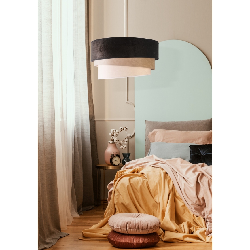 Duolla - Lustr na lanku DEVON 1xE27/40W/230V pr. 45 cm černá/béžová