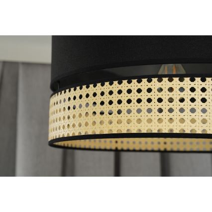 Duolla - Lustr na lanku DOUBLE RATTAN 1xE27/15W/230V pr. 40 cm černá/béžová