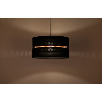 Duolla - Lustr na lanku DUO 1xE27/15W/230V pr. 40 cm černá/ratan