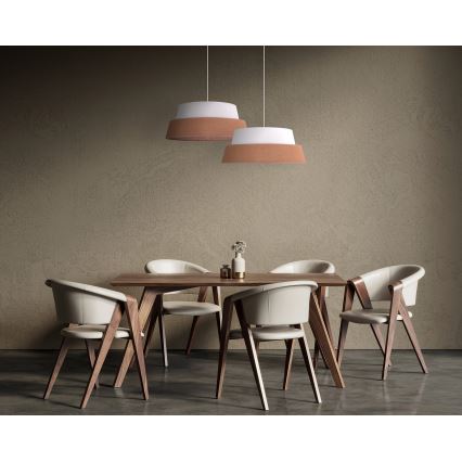 Duolla - Lustr na lanku GALAXY 1xE27/15W/230V pr. 50 cm hnědá/bílá