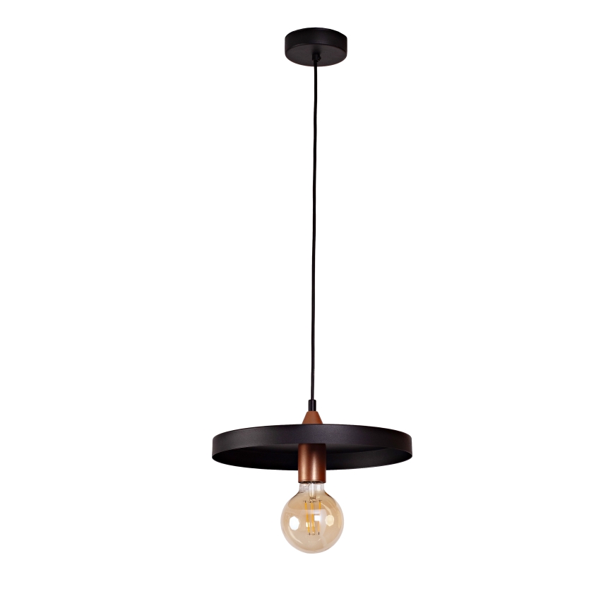 Duolla - Lustr na lanku IRONLINE 1xE27/15W/230V pr. 30 cm černá/měděná