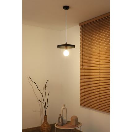 Duolla - Lustr na lanku IRONLINE 1xE27/15W/230V pr. 30 cm černá/měděná