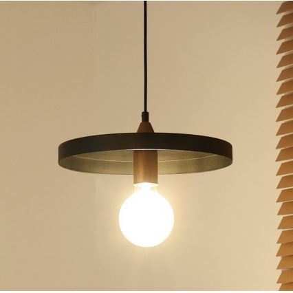Duolla - Lustr na lanku IRONLINE 1xE27/15W/230V pr. 30 cm černá/měděná