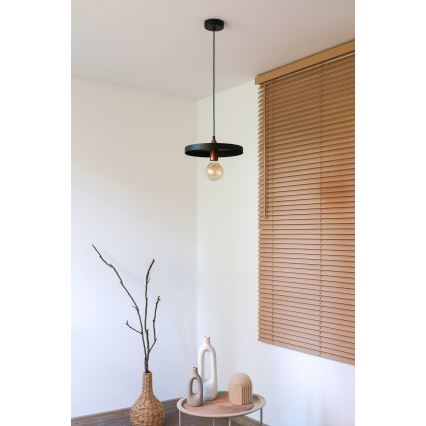 Duolla - Lustr na lanku IRONLINE 1xE27/15W/230V pr. 30 cm černá/měděná