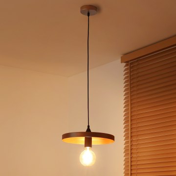 Duolla - Lustr na lanku IRONLINE 1xE27/15W/230V pr. 30 cm měděná/černá