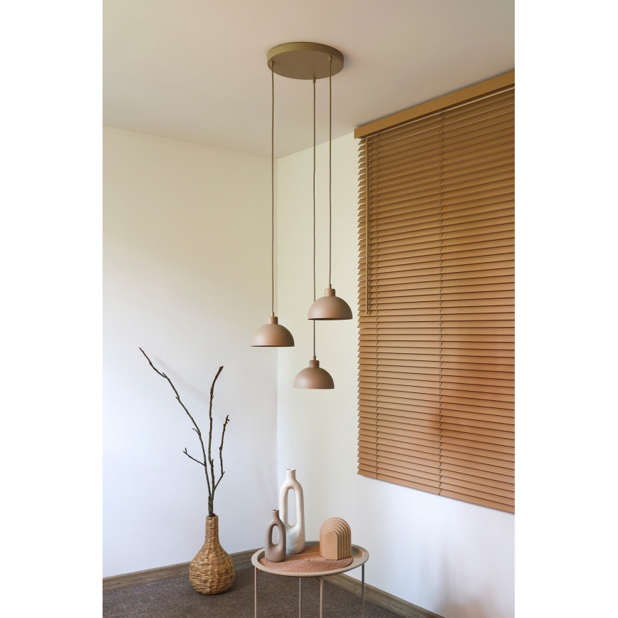 Duolla - Lustr na lanku IRONLINE 3xE27/15W/230V béžová