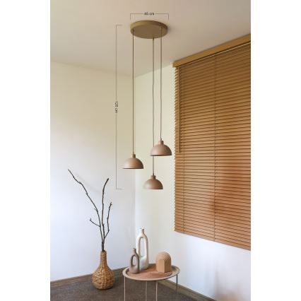Duolla - Lustr na lanku IRONLINE 3xE27/15W/230V béžová
