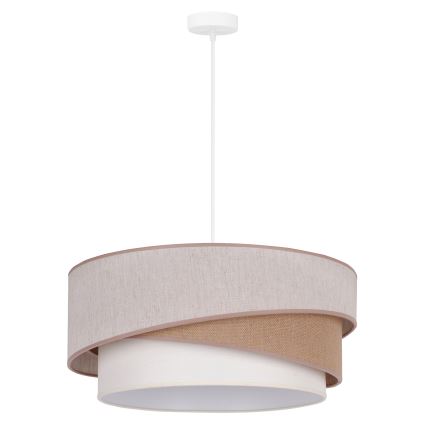 Duolla - Lustr na lanku KOBO 1xE27/15W/230V pr. 45 cm béžová/hnědá/bílá