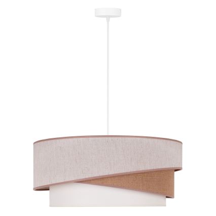 Duolla - Lustr na lanku KOBO 1xE27/15W/230V pr. 45 cm béžová/hnědá/bílá