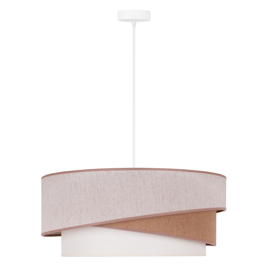Duolla - Lustr na lanku KOBO 1xE27/15W/230V pr. 45 cm béžová/hnědá/bílá