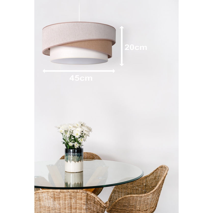 Duolla - Lustr na lanku KOBO 1xE27/15W/230V pr. 45 cm béžová/hnědá/bílá