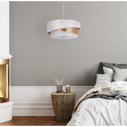 Duolla - Lustr na lanku KOBO 1xE27/15W/230V pr. 45 cm bílá/rosegold