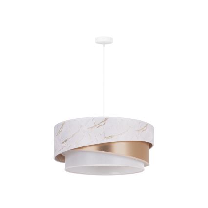 Duolla - Lustr na lanku KOBO 1xE27/15W/230V pr. 45 cm bílá/rosegold