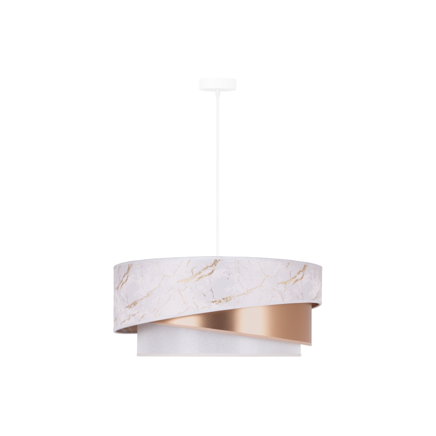 Duolla - Lustr na lanku KOBO 1xE27/15W/230V pr. 45 cm bílá/rosegold