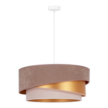 Duolla - Lustr na lanku KOBO 1xE27/15W/230V pr. 45 cm hnědá/zlatá/krémová