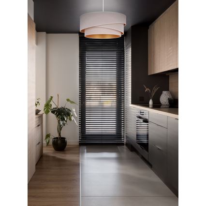 Duolla - Lustr na lanku KOBO 1xE27/15W/230V pr. 45 cm krémová/zlatá