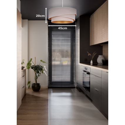 Duolla - Lustr na lanku KOBO 1xE27/15W/230V pr. 45 cm krémová/zlatá