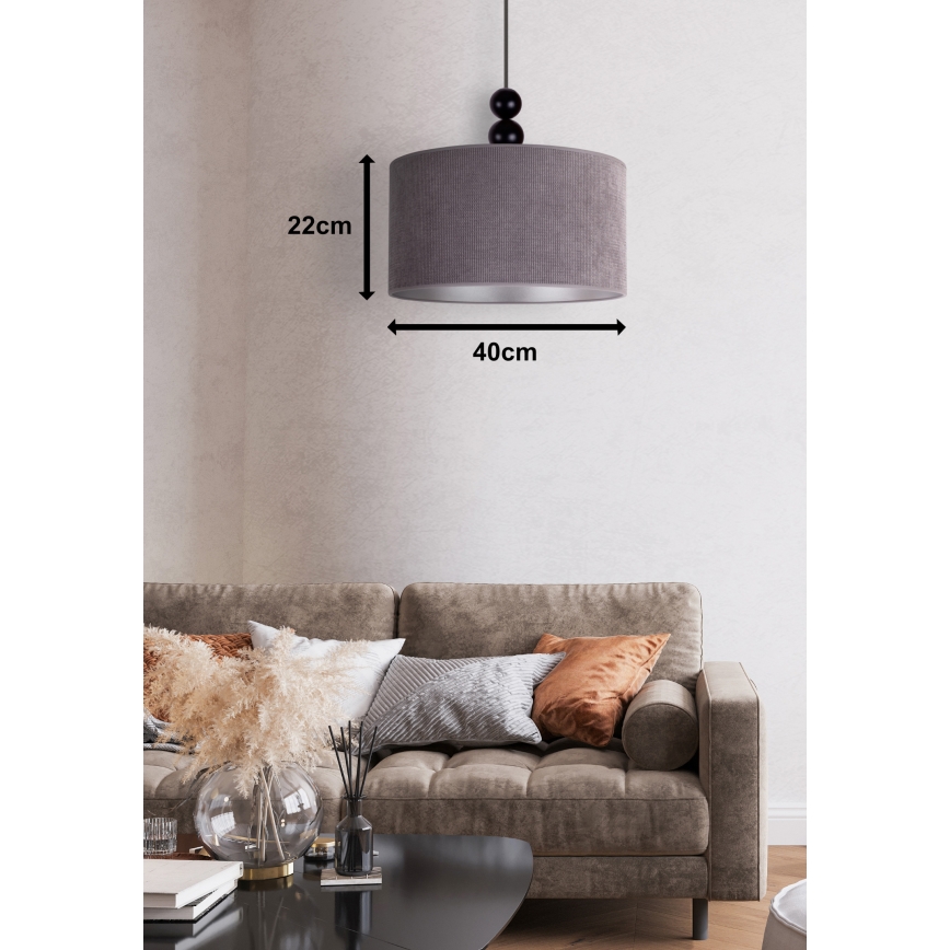 Duolla - Lustr na lanku LYON 1xE27/15W/230V pr. 40 cm šedá