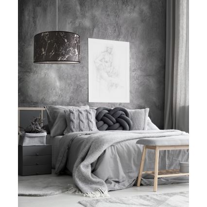 Duolla - Lustr na lanku MARBLE 1xE27/40W/230V pr. 45 cm černá/bílá