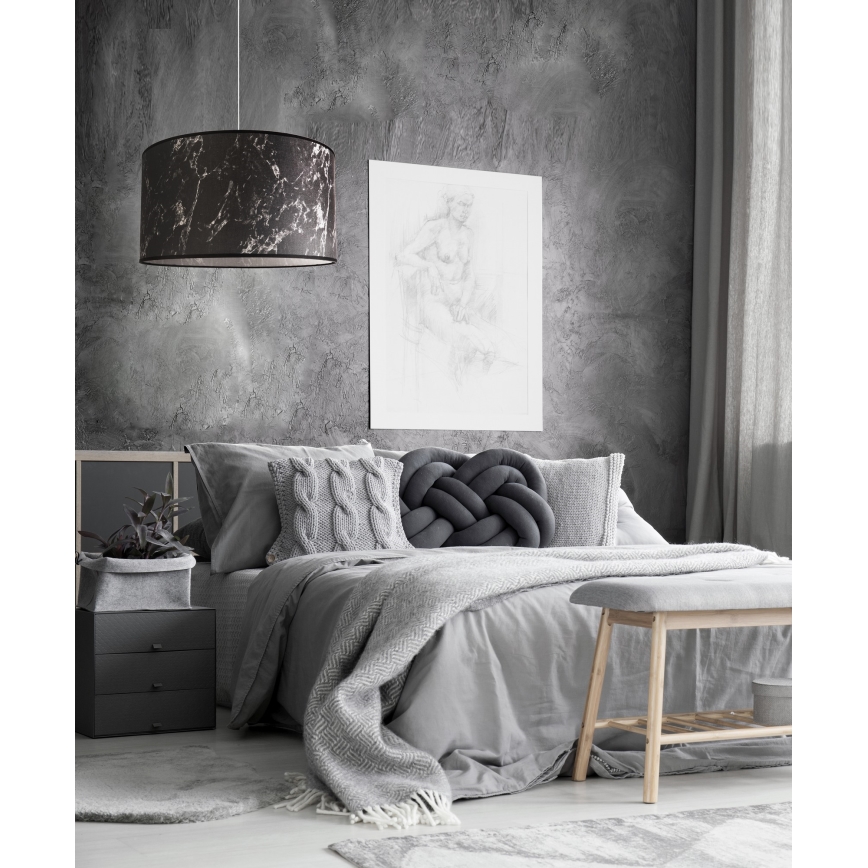 Duolla - Lustr na lanku MARBLE 1xE27/40W/230V pr. 45 cm černá/bílá