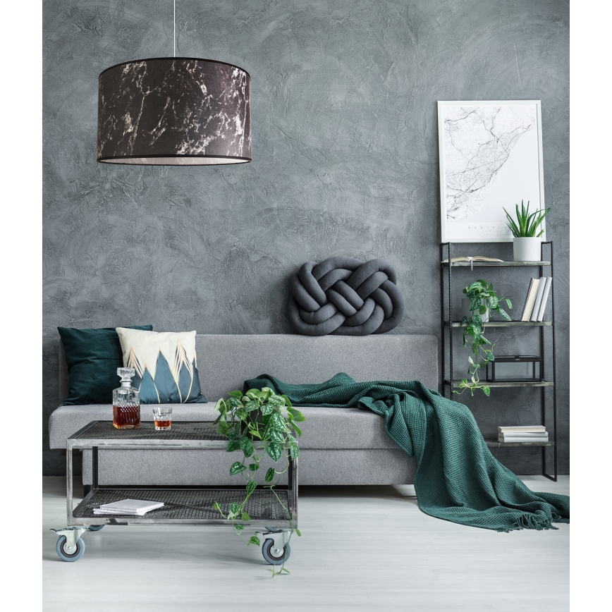 Duolla - Lustr na lanku MARBLE 1xE27/40W/230V pr. 45 cm černá/bílá