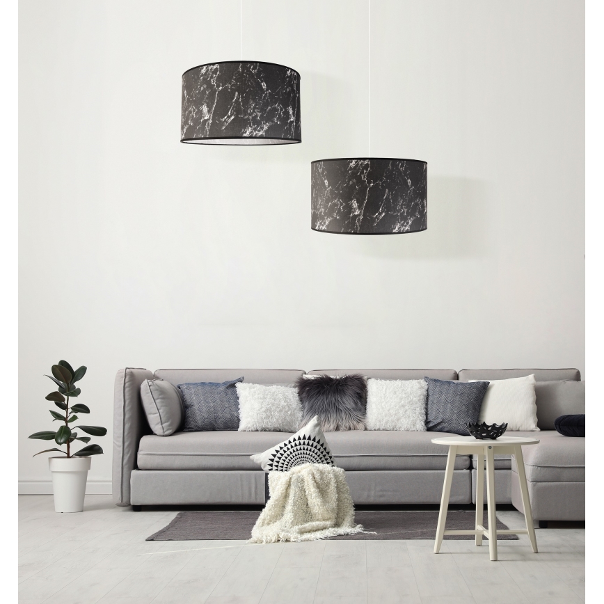 Duolla - Lustr na lanku MARBLE 1xE27/40W/230V pr. 45 cm černá/bílá