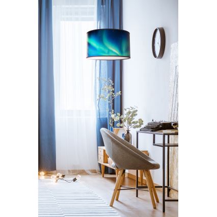 Duolla - Lustr na lanku PRINT M 1xE27/40W/230V pr. 35 cm tyrkysová
