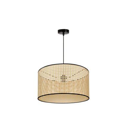 Duolla - Lustr na lanku ROLLER 1xE27/15W/230V pr. 45 cm ratan/černá