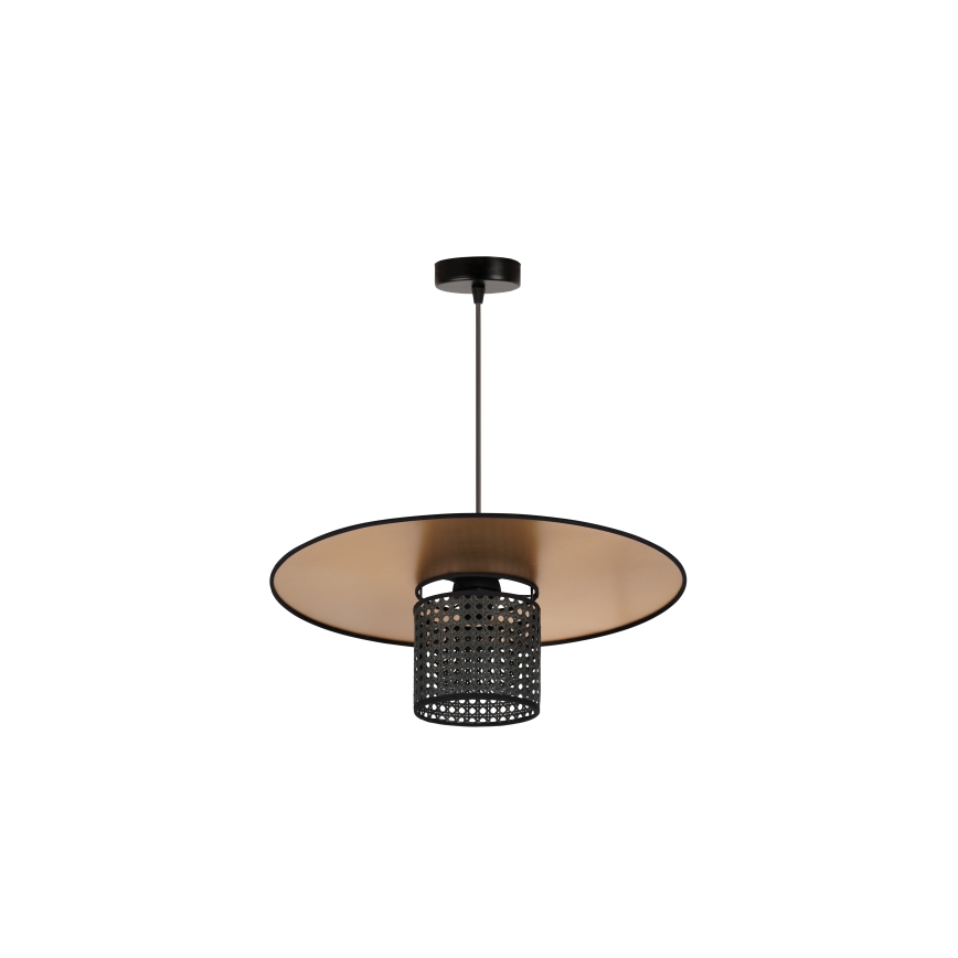 Duolla - Lustr na lanku TOKYO RATTAN 1xE27/15W/230V pr. 50 cm zlatá/černá