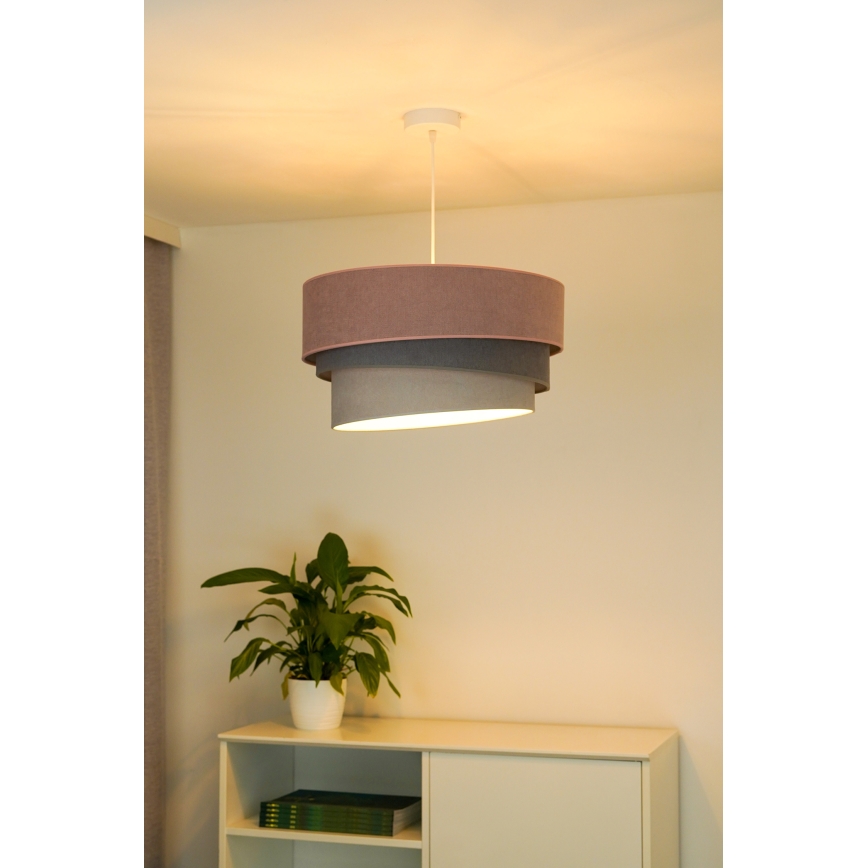 Duolla - Lustr na lanku TRIO 1xE27/15W/230V pr. 45 cm růžová/šedá/bílá