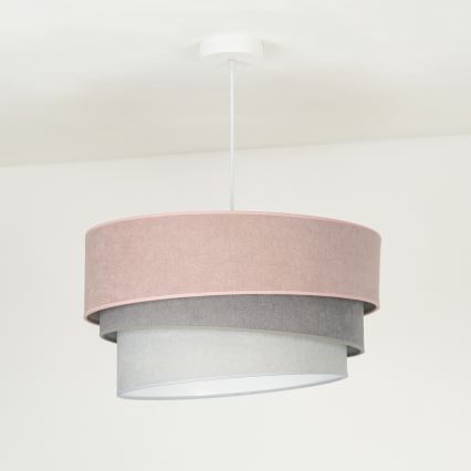 Duolla - Lustr na lanku TRIO 1xE27/15W/230V pr. 45 cm růžová/šedá/bílá