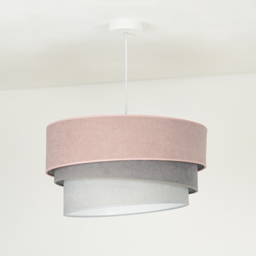 Duolla - Lustr na lanku TRIO 1xE27/15W/230V pr. 45 cm růžová/šedá/bílá