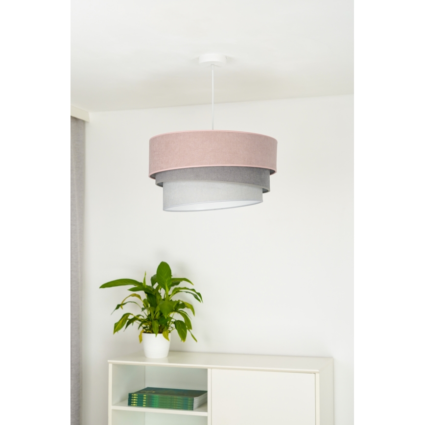 Duolla - Lustr na lanku TRIO 1xE27/15W/230V pr. 45 cm růžová/šedá/bílá