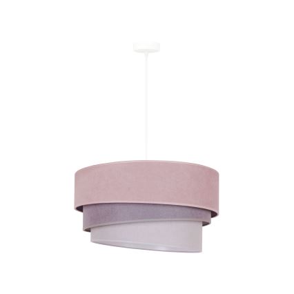 Duolla - Lustr na lanku TRIO 1xE27/15W/230V pr. 45 cm růžová/šedá/bílá