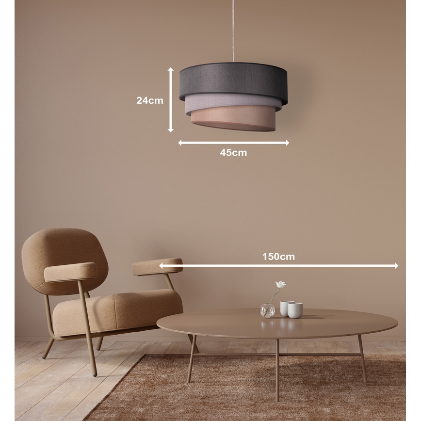 Duolla - Lustr na lanku TRIO 1xE27/40W/230V pr. 45 cm antracit/šedá/hnědá