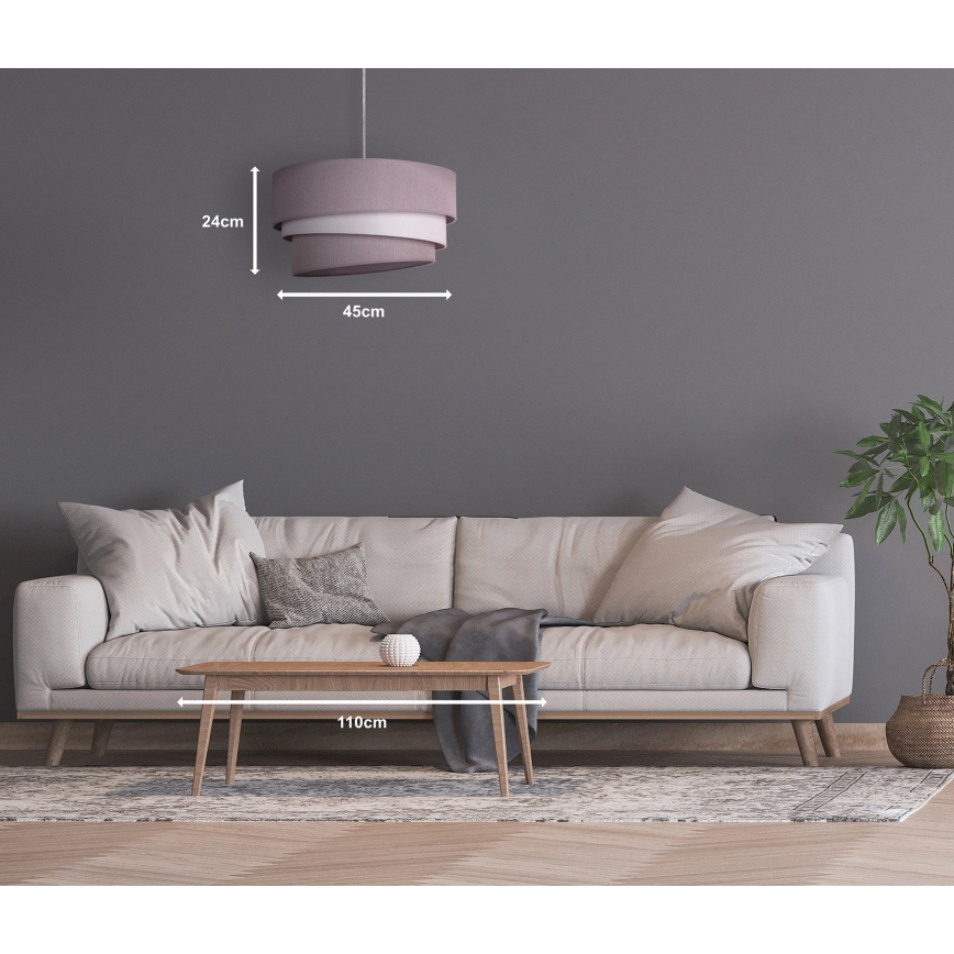 Duolla - Lustr na lanku TRIO 1xE27/40W/230V pr. 45 cm šedá/bílá